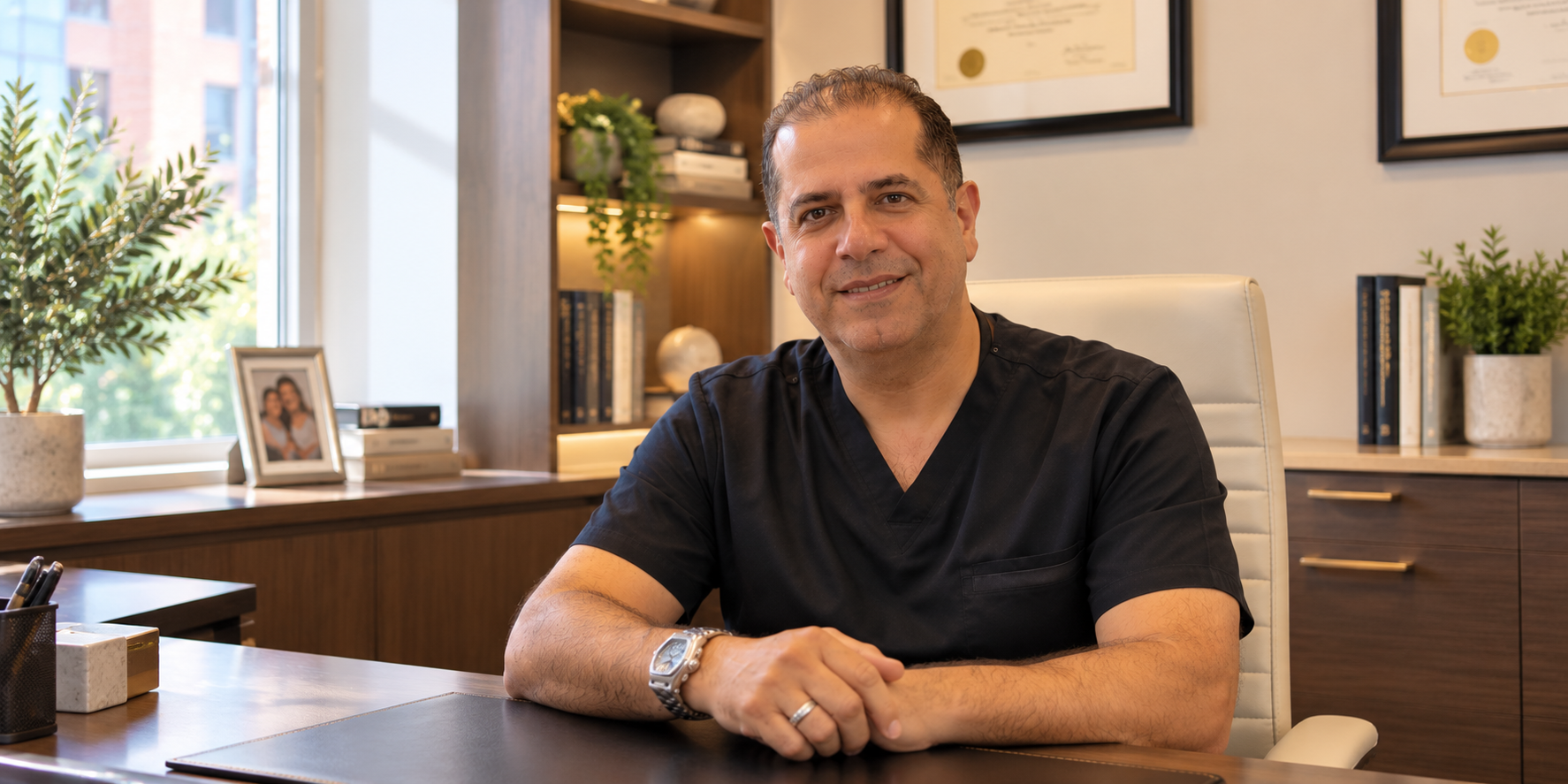Dr. Robert B. Souferian at his desk in the Bay Ridge office
